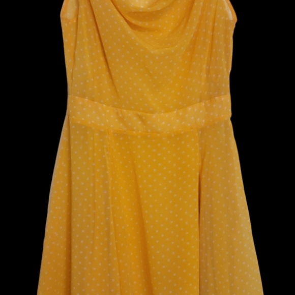 Yellow polka-dot sheer lace mini dress - Picture 3 of 3